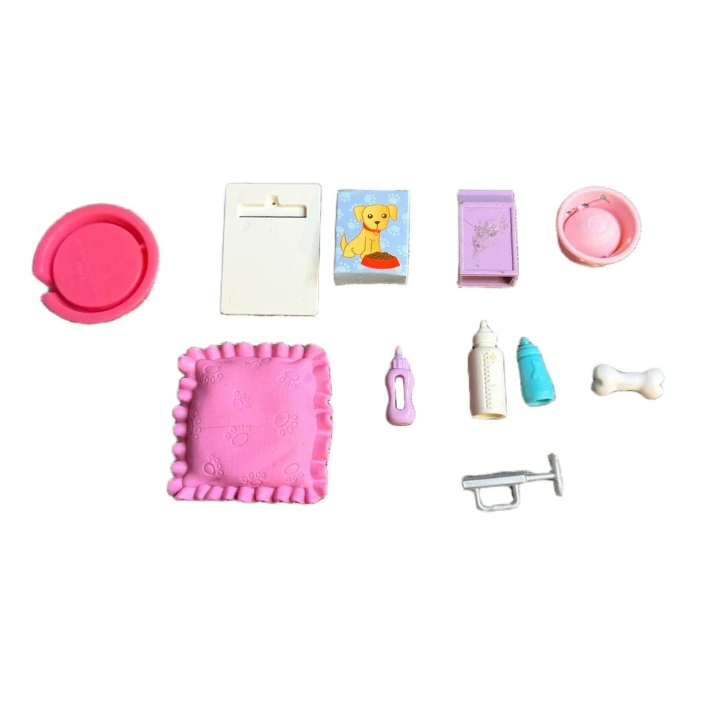 Barbie Toy Pet Care Set Dogs Bunny Rabbit Accessories Bed Bowls Bottles 15pc Lot